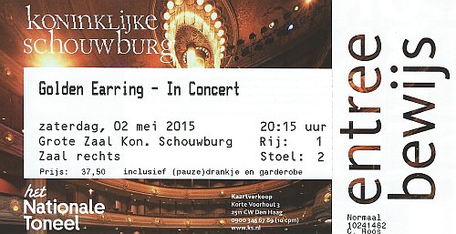 Golden Earring show ticket#1-2 Den Haag - Koninklijke Schouwburg